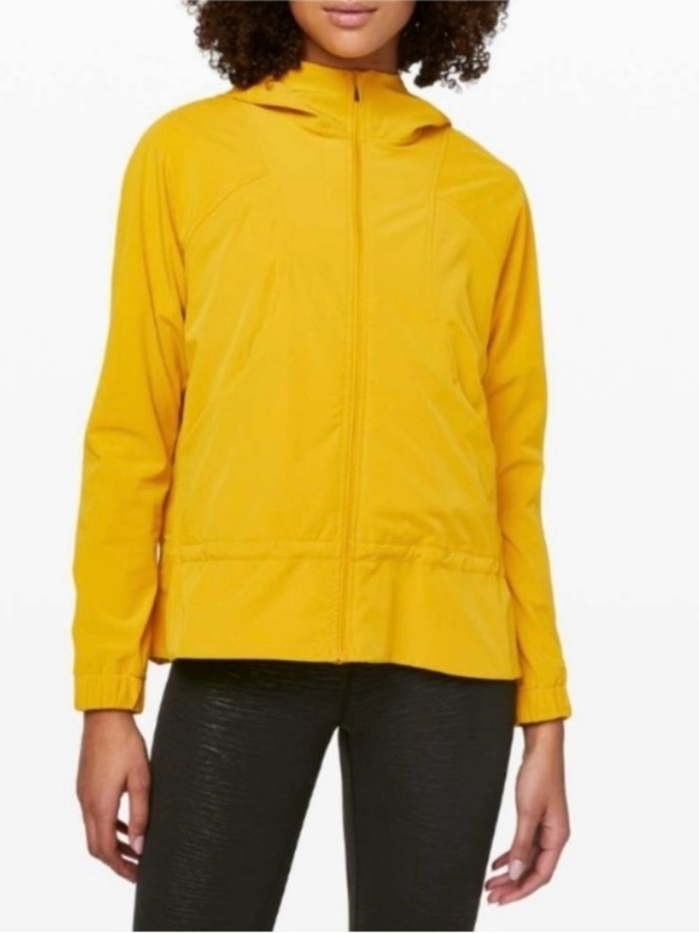 Lululemon Honeycomb Yellow Water-resistant Running Jacket with Hood